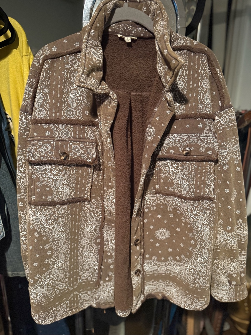 Oli and Hali Brown Bandana Print Sherpa-Lined Jacket